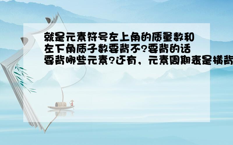 就是元素符号左上角的质量数和左下角质子数要背不?要背的话要背哪些元素?还有，元素周期表是横背还是竖背？有什么区别吗？