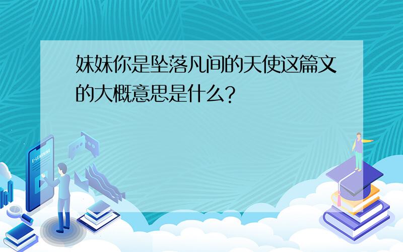 妹妹你是坠落凡间的天使这篇文的大概意思是什么?