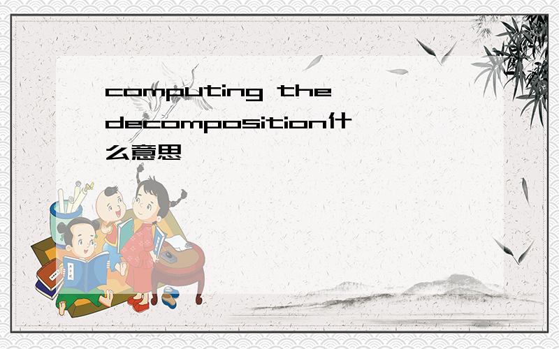 computing the decomposition什么意思