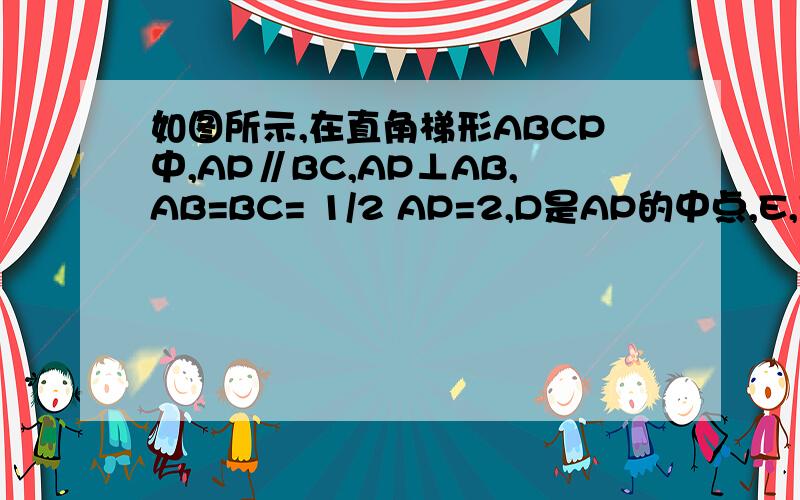 如图所示,在直角梯形ABCP中,AP∥BC,AP⊥AB,AB=BC= 1/2 AP=2,D是AP的中点,E,F,G分别为PC,PD,CB的如图所示,在直角梯形ABCP中,AP∥BC,AP⊥AB,AB=BC=1/2AP=2,D是AP的中点,E,F,G分别为PC,PD,CB的中点,将△PCD沿CD折起,使得