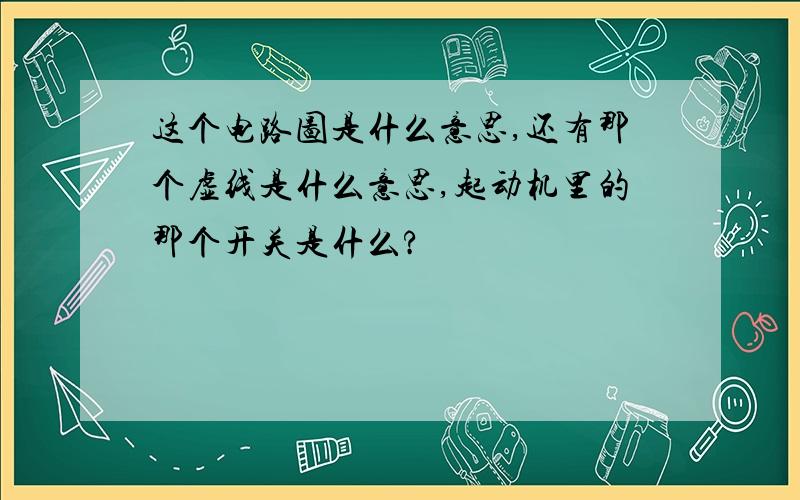 这个电路图是什么意思,还有那个虚线是什么意思,起动机里的那个开关是什么?