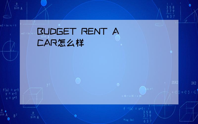 BUDGET RENT A CAR怎么样