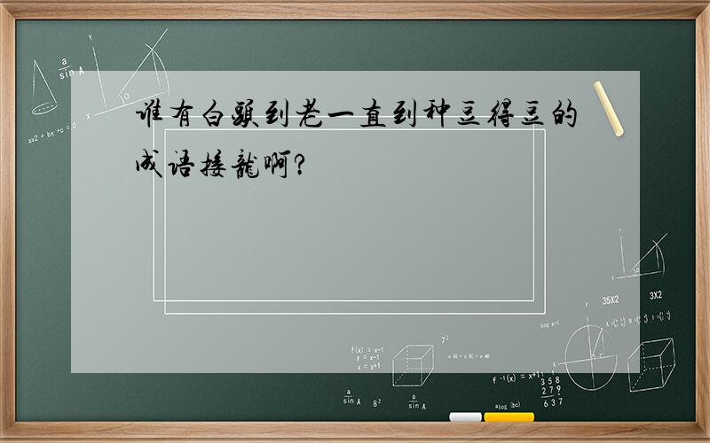 谁有白头到老一直到种豆得豆的成语接龙啊?