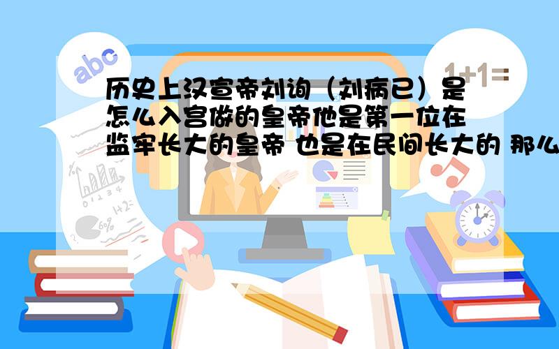 历史上汉宣帝刘询（刘病已）是怎么入宫做的皇帝他是第一位在监牢长大的皇帝 也是在民间长大的 那么他是怎么进宫做的皇帝 请简单那说说 不用说太多 没时间看谢谢太子一案平反了 为什