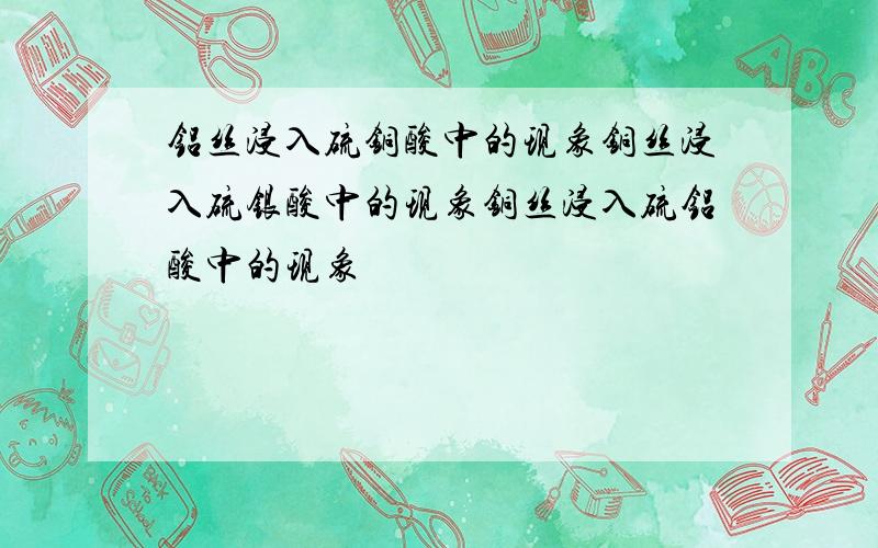 铝丝浸入硫铜酸中的现象铜丝浸入硫银酸中的现象铜丝浸入硫铝酸中的现象