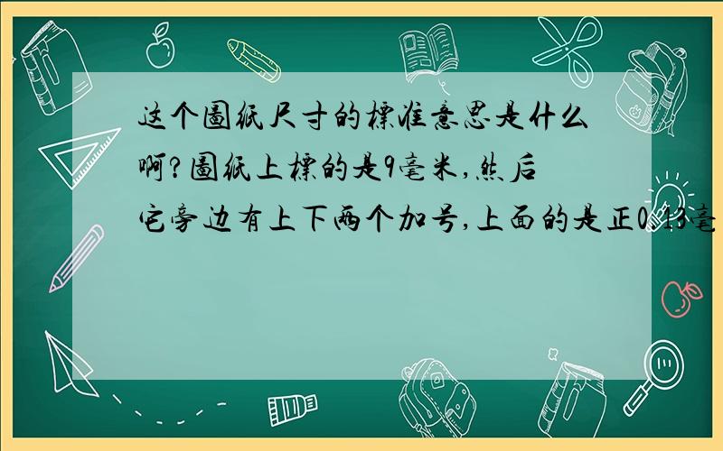 这个图纸尺寸的标准意思是什么啊?图纸上标的是9毫米,然后它旁边有上下两个加号,上面的是正0.13毫米下面的是正0.05毫米.请问是不是指它的尺寸必须是在9.05-9.13毫米之间啊,还是是指只要达