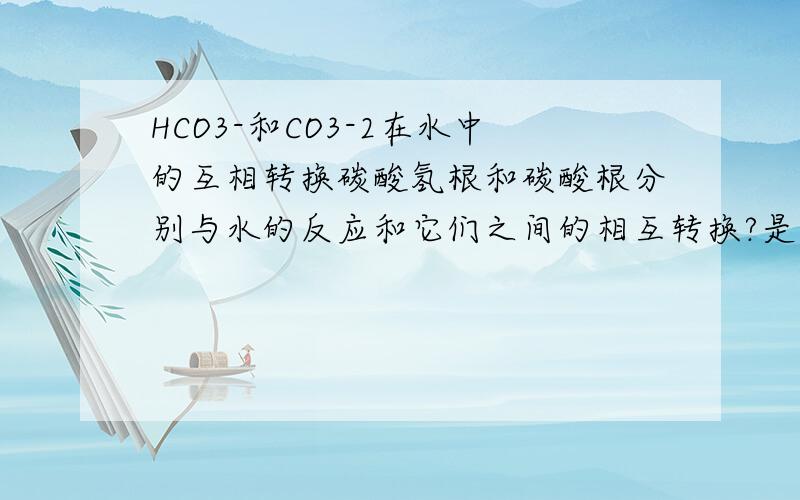 HCO3-和CO3-2在水中的互相转换碳酸氢根和碳酸根分别与水的反应和它们之间的相互转换?是什么?