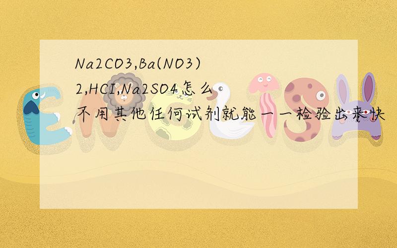 Na2CO3,Ba(NO3)2,HCI,Na2SO4怎么不用其他任何试剂就能一一检验出来快