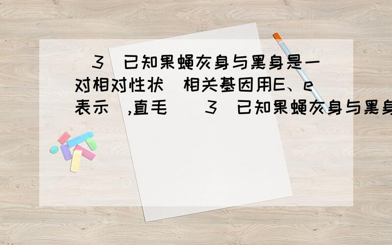 （3）已知果蝇灰身与黑身是一对相对性状（相关基因用E、e表示）,直毛  （3）已知果蝇灰身与黑身是一对相对性状（相关基因用E、e表示）,直毛与分叉毛是一对相对性状（相关基因用F、f表