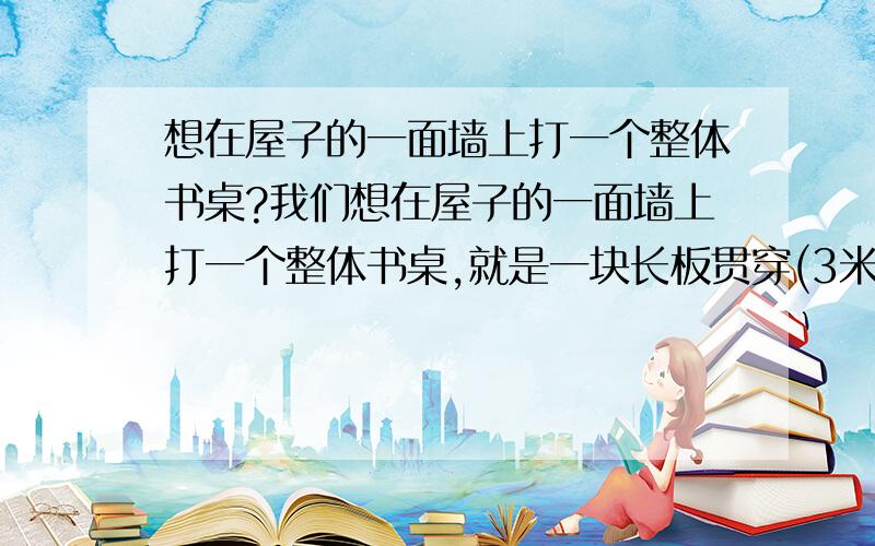 想在屋子的一面墙上打一个整体书桌?我们想在屋子的一面墙上打一个整体书桌,就是一块长板贯穿(3米),厚10公分左右,下面不想加任何抽屉、柜子或立柱,做书桌用.不知技术上是否可行?