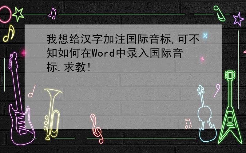 我想给汉字加注国际音标,可不知如何在Word中录入国际音标.求教!