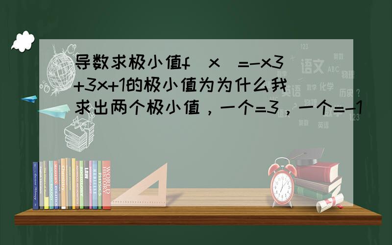 导数求极小值f(x)=-x3+3x+1的极小值为为什么我求出两个极小值，一个=3，一个=-1