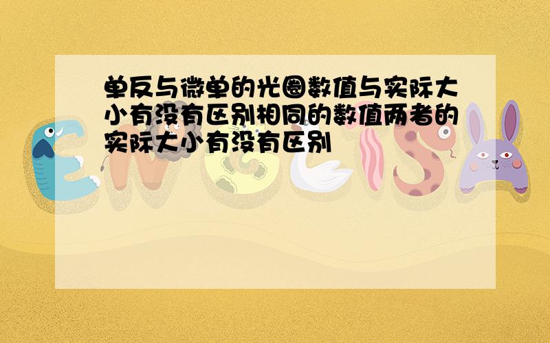 单反与微单的光圈数值与实际大小有没有区别相同的数值两者的实际大小有没有区别