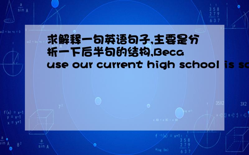 求解释一句英语句子,主要是分析一下后半句的结构,Because our current high school is so small,many bright children with promising college careers ahead of them have no way of even obtaining the high school diploma.