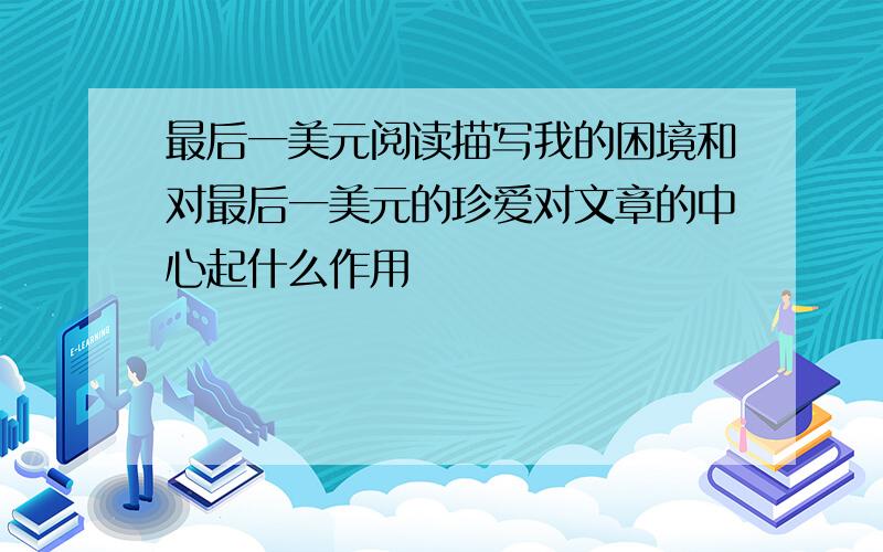 最后一美元阅读描写我的困境和对最后一美元的珍爱对文章的中心起什么作用