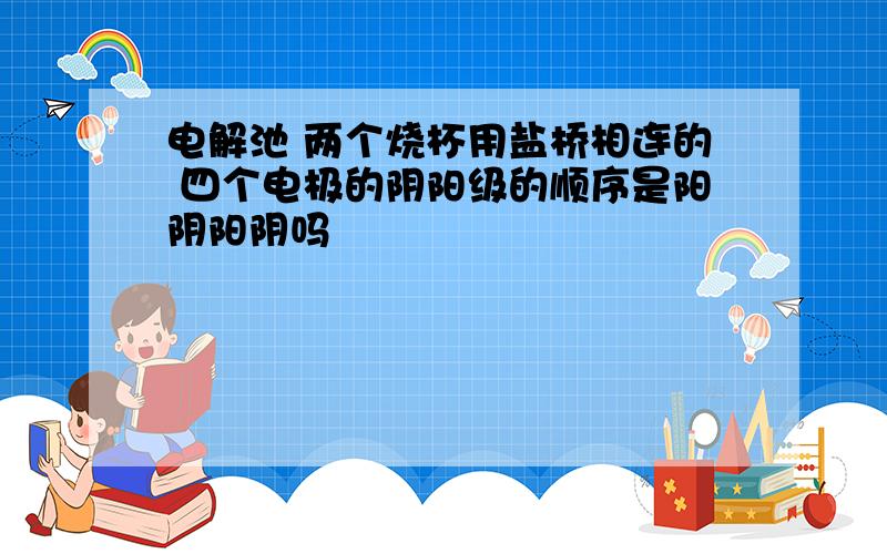 电解池 两个烧杯用盐桥相连的 四个电极的阴阳级的顺序是阳阴阳阴吗