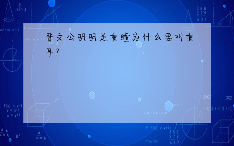 晋文公明明是重瞳为什么要叫重耳?