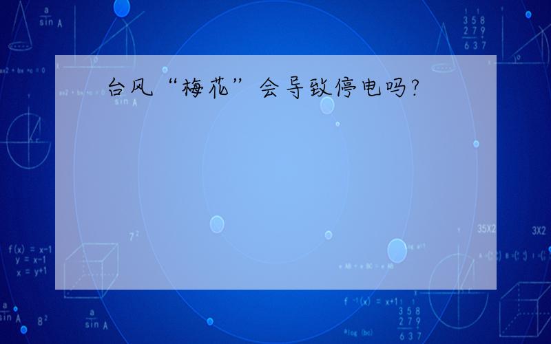 台风“梅花”会导致停电吗?