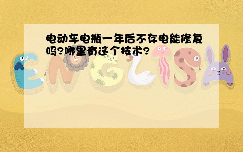 电动车电瓶一年后不存电能修复吗?哪里有这个技术?