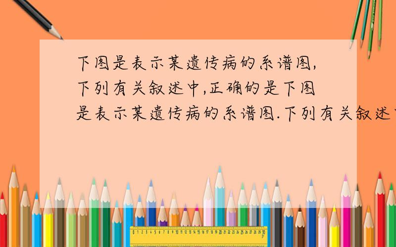 下图是表示某遗传病的系谱图,下列有关叙述中,正确的是下图是表示某遗传病的系谱图.下列有关叙述中,正确的是A．若该病是常染色体显性遗传病,则Ⅱ-4是杂合子 B．Ⅲ-7与正常男性结婚,子女