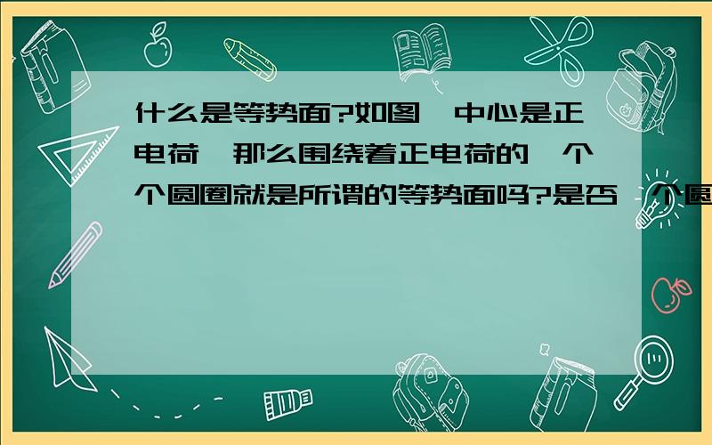 什么是等势面?如图,中心是正电荷,那么围绕着正电荷的一个个圆圈就是所谓的等势面吗?是否一个圆圈代表一个等势面?