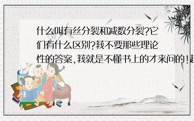 什么叫有丝分裂和减数分裂?它们有什么区别?莪不要那些理论性的答案,莪就是不懂书上的才来问的!越简单明了越好!