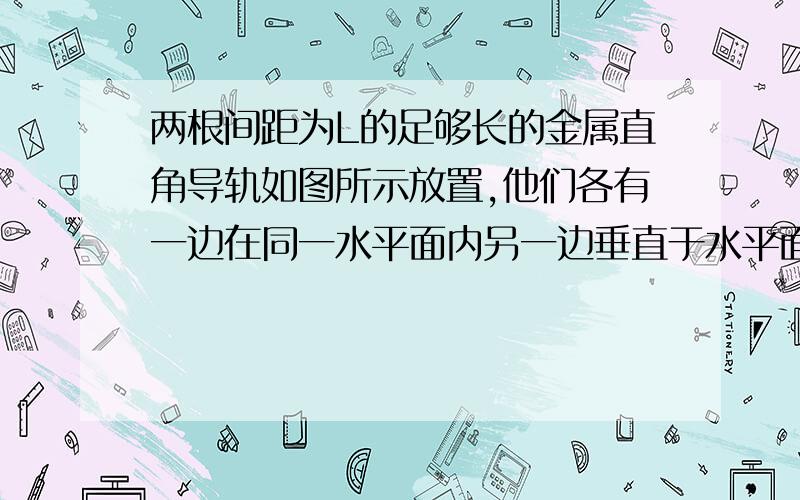 两根间距为L的足够长的金属直角导轨如图所示放置,他们各有一边在同一水平面内另一边垂直于水平面.质量为均为m的金属细杆ab、cd与导轨垂直接触形成闭合回路,杆与导轨之间的动摩擦因数