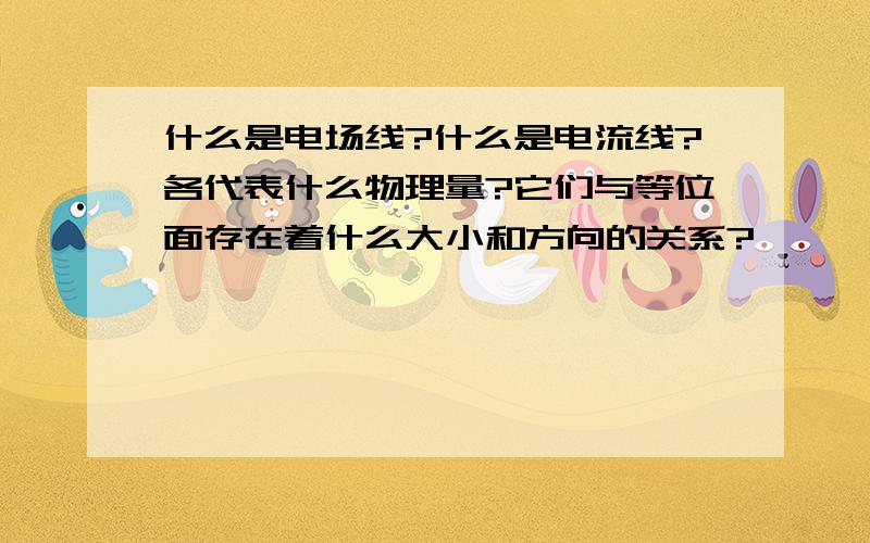 什么是电场线?什么是电流线?各代表什么物理量?它们与等位面存在着什么大小和方向的关系?