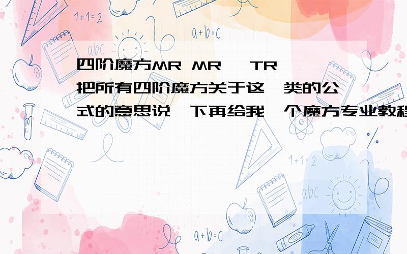 四阶魔方MR MR' TR 把所有四阶魔方关于这一类的公式的意思说一下再给我一个魔方专业教程的网站