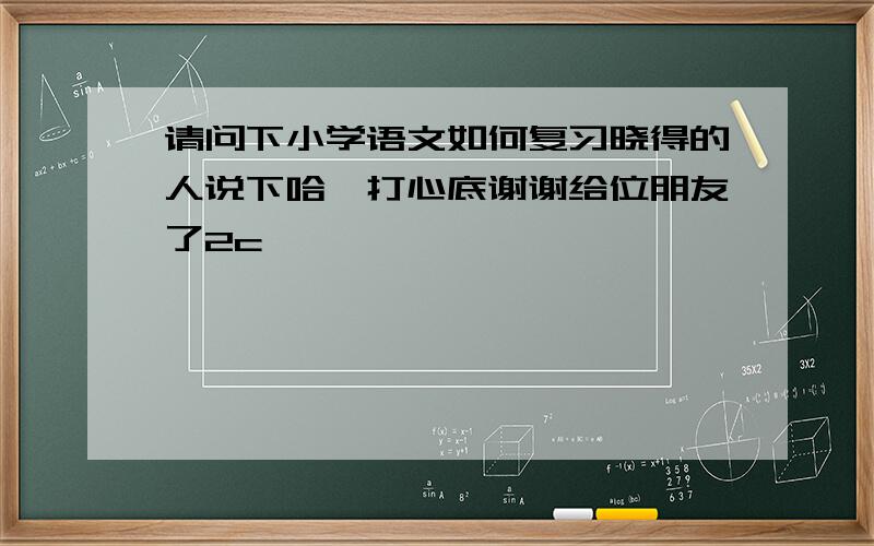 请问下小学语文如何复习晓得的人说下哈,打心底谢谢给位朋友了2c