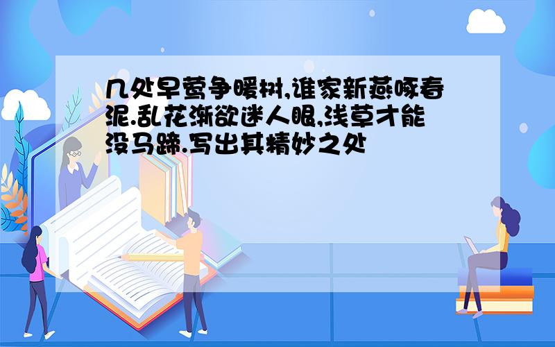 几处早莺争暖树,谁家新燕啄春泥.乱花渐欲迷人眼,浅草才能没马蹄.写出其精妙之处