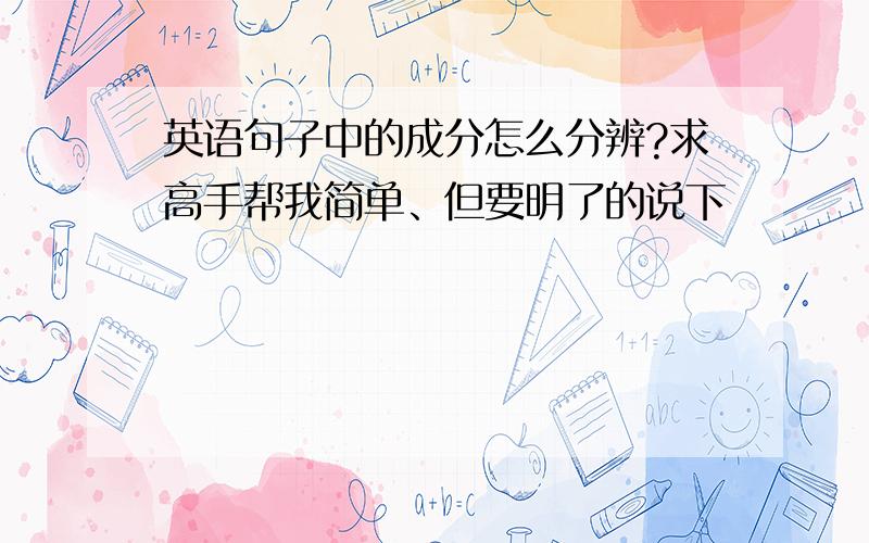 英语句子中的成分怎么分辨?求高手帮我简单、但要明了的说下