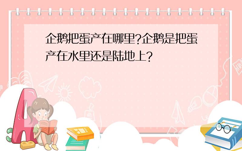 企鹅把蛋产在哪里?企鹅是把蛋产在水里还是陆地上?