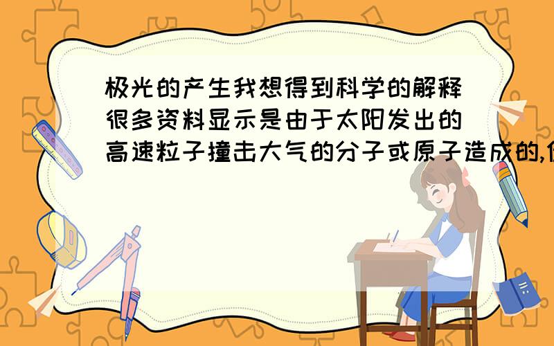 极光的产生我想得到科学的解释很多资料显示是由于太阳发出的高速粒子撞击大气的分子或原子造成的,但不知道这高速粒子是电子还是质子?