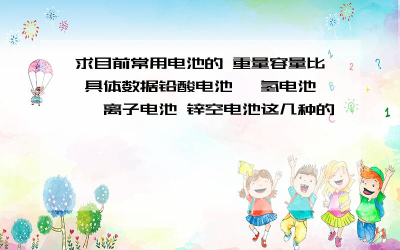 求目前常用电池的 重量容量比 具体数据铅酸电池 镍氢电池 锂离子电池 锌空电池这几种的