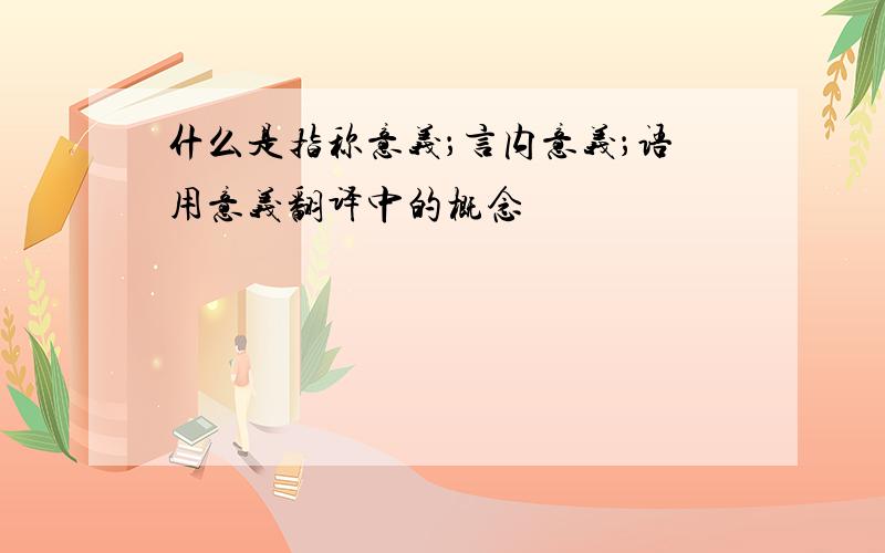 什么是指称意义；言内意义；语用意义翻译中的概念