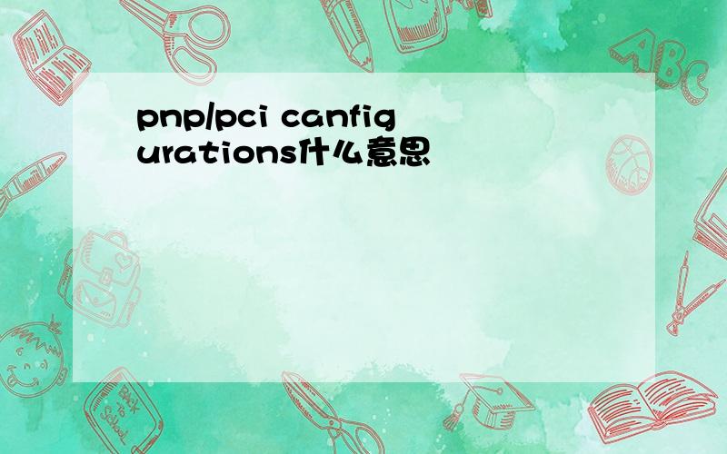 pnp/pci canfigurations什么意思