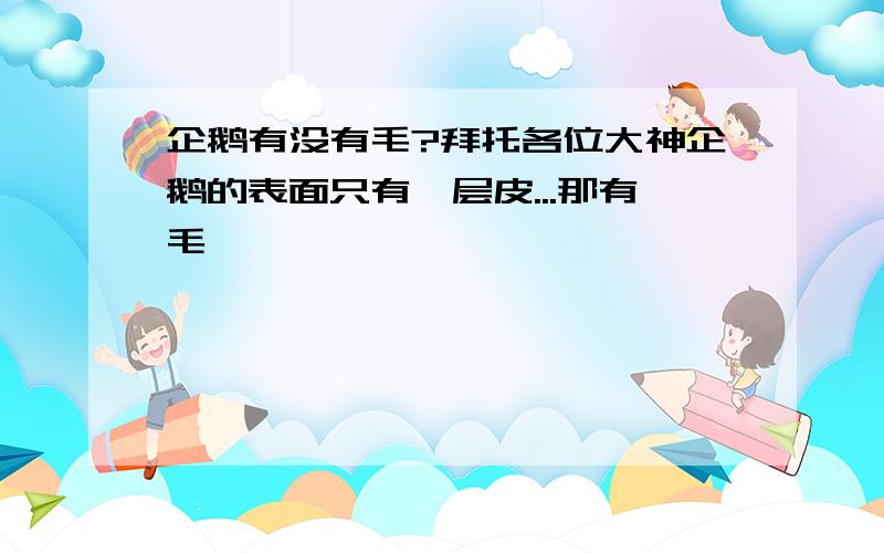 企鹅有没有毛?拜托各位大神企鹅的表面只有一层皮...那有毛