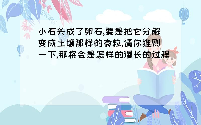 小石头成了卵石,要是把它分解变成土壤那样的微粒,请你推则一下,那将会是怎样的漫长的过程                我认为:?