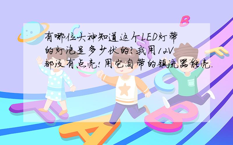 有哪位大神知道这个LED灯带的灯泡是多少伏的?我用12V都没有点亮!用它自带的镇流器能亮.