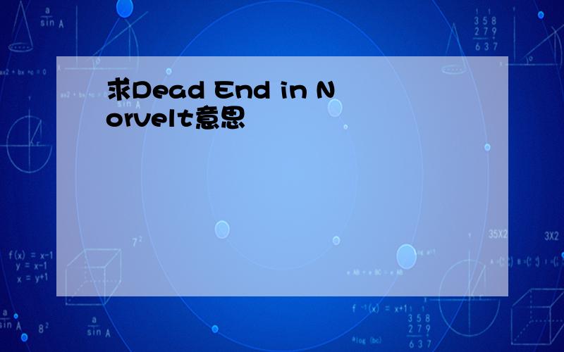 求Dead End in Norvelt意思