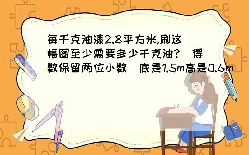 每千克油漆2.8平方米,刷这幅图至少需要多少千克油?（得数保留两位小数）底是1.5m高是0.6m (是三角形）