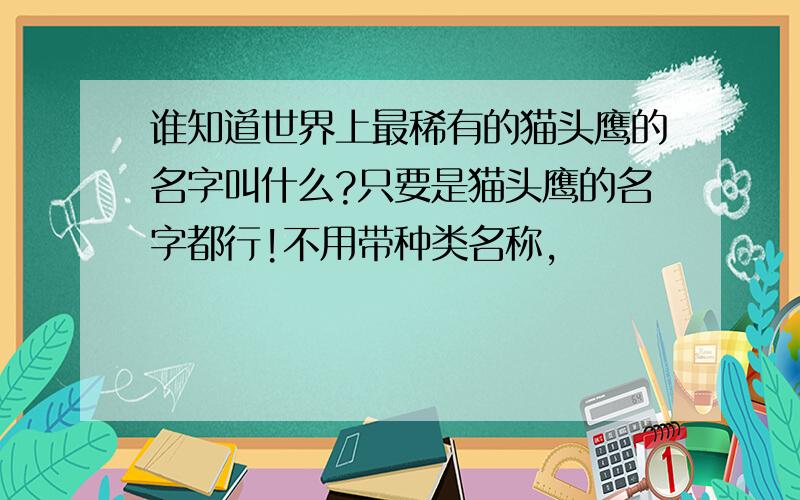 谁知道世界上最稀有的猫头鹰的名字叫什么?只要是猫头鹰的名字都行!不用带种类名称,