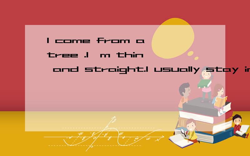 I come from a tree .I'm thin and straight.I usually stay in pairs.I can help people to eat .WhatI come from a tree .I'm thin and straight.I usually stay in pairs.I can help people to eat .What am