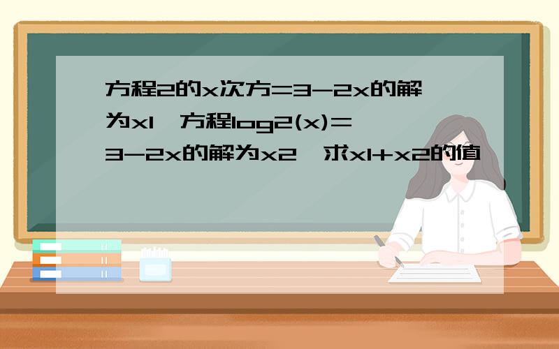 方程2的x次方=3-2x的解为x1,方程log2(x)=3-2x的解为x2,求x1+x2的值