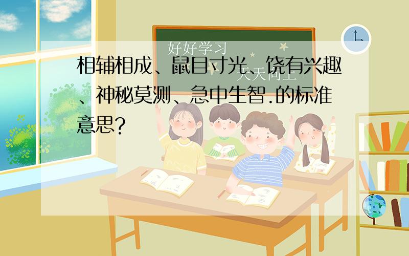 相辅相成、鼠目寸光、饶有兴趣、神秘莫测、急中生智.的标准意思?