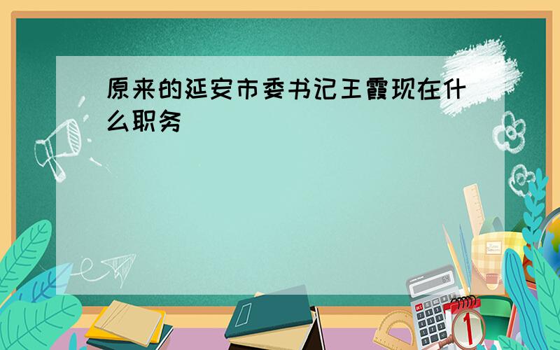 原来的延安市委书记王霞现在什么职务