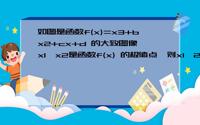 如图是函数f(x)=x3+bx2+cx+d 的大致图像,x1,x2是函数f(x) 的极值点,则x1^2+x2^2等于A8/9 B10/9 C16/9 D5/4