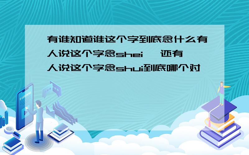 有谁知道谁这个字到底念什么有人说这个字念shei ,还有人说这个字念shui到底哪个对