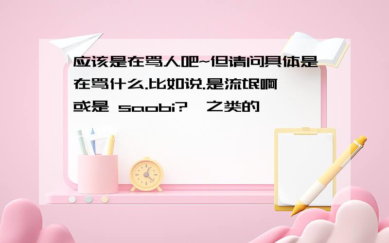 应该是在骂人吧~但请问具体是在骂什么.比如说.是流氓啊 或是 saobi?、之类的